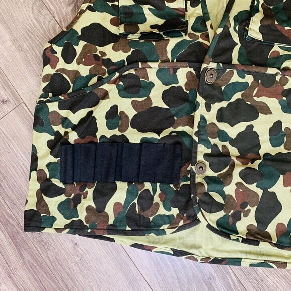 Vintage Camo Shooting Hunting Vest Men’s S Pockets Pouch Duck Bay Button Up 80s - Picture 3 of 16